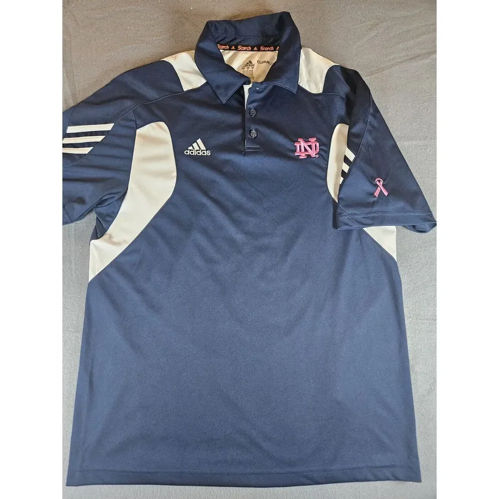 Notre Dame Fighting Irish Shirt Adult Small Adidas Polo Breast‎ Cancer Awareness